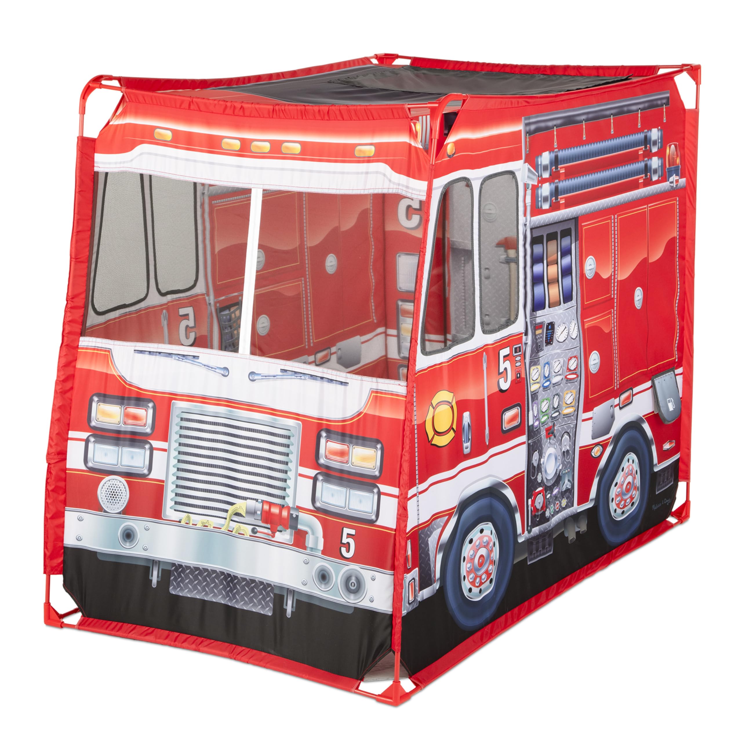 Melissa & Doug Fire Truck Play Tent - Kids Firefighter Pretend Play Tent for Ages 3+, Indoor/Outdoor Adventure Toy for Imaginative Play & Role Play Games