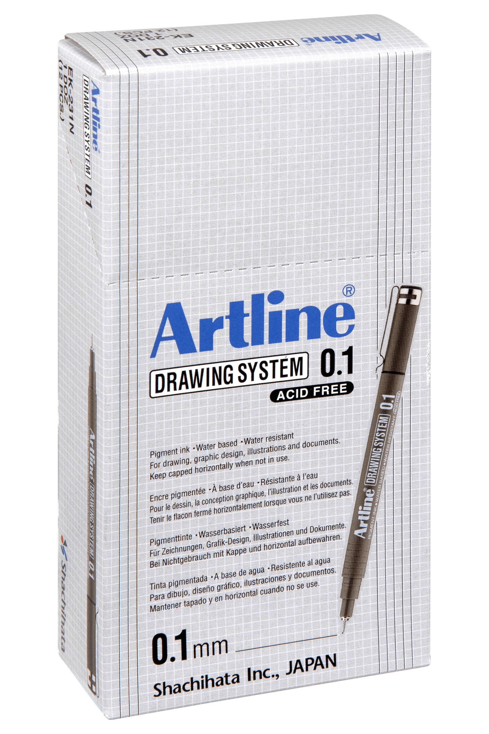 Artline 231 Drawing System Pen - Ultra Fine 0.1mm Tip - Black Ink - 12 Pack Set - Perfect for Technical Drawing, Sketching & Calligraphy