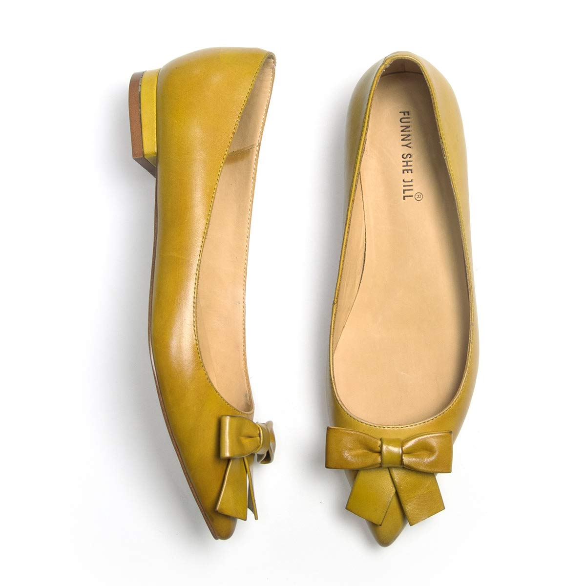 FSJ Women's Pointed Toe Flat Loafers - Comfortable Slip-On Bowknot Pumps with Low Block Heel for Office & Work Outfits | Perfect for Business Casual, Professional Wear & Daily Commute