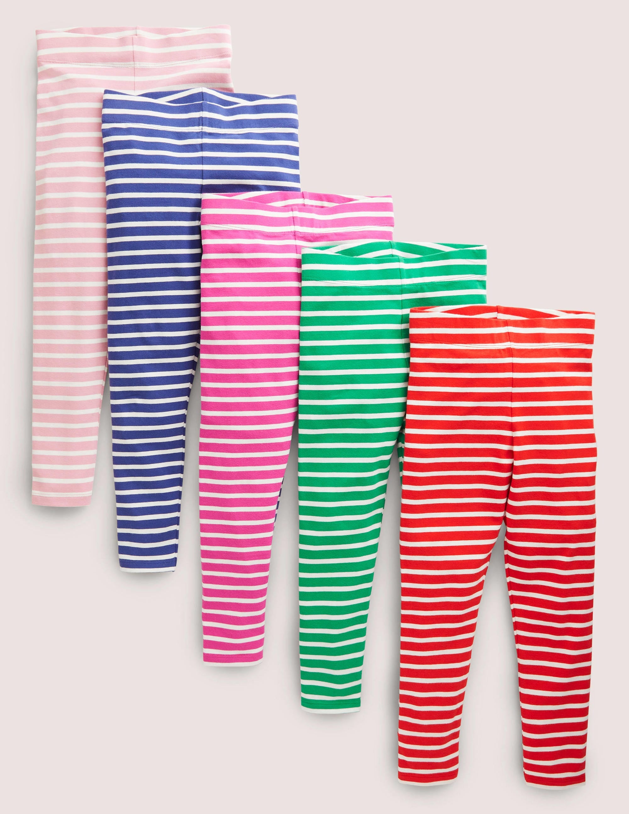 5 Pack Multi-Colored Striped Leggings for Women - Soft Stretchy Yoga Pants - Trendy Workout & Lounge Wear for Gym, Running & Casual Outfits