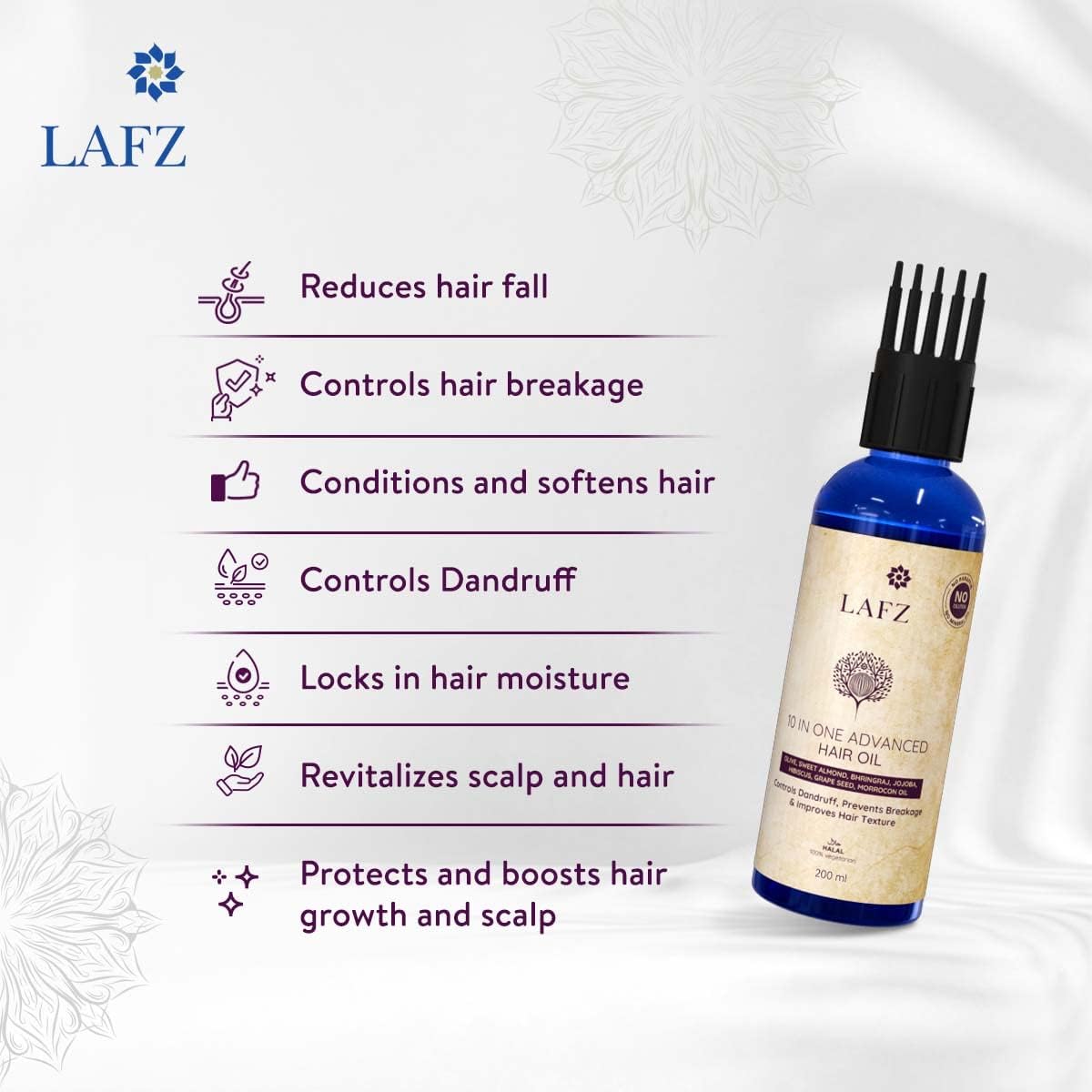 Lafz Advanced 10-in-1 Hair Growth Oil - 100ml | Nourishing Treatment for Dry, Damaged Hair & Scalp Care | Perfect for Daily Use & Styling