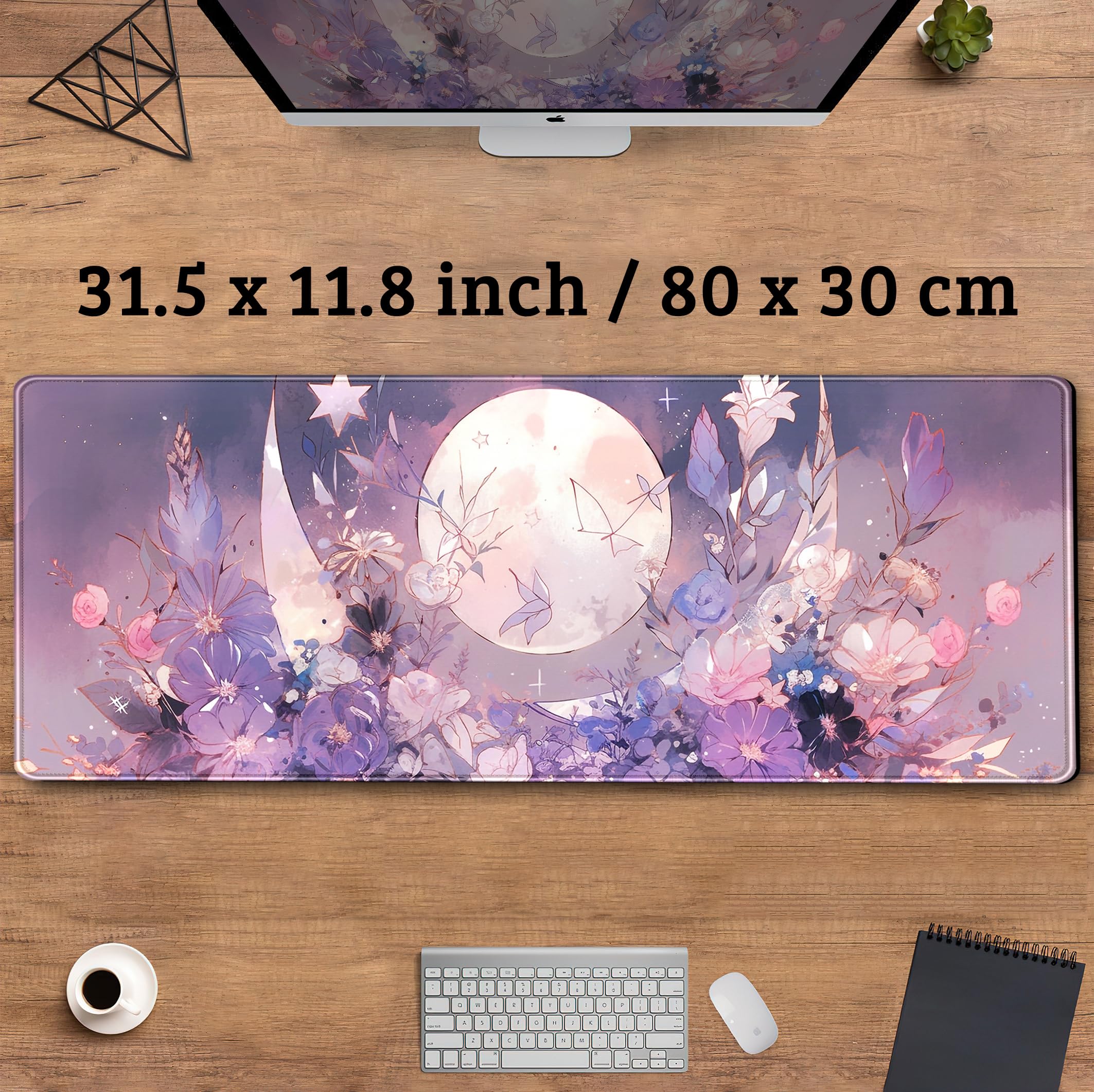 Pastel Purple Floral Gaming Mouse Pad - Extra Large 31.5
