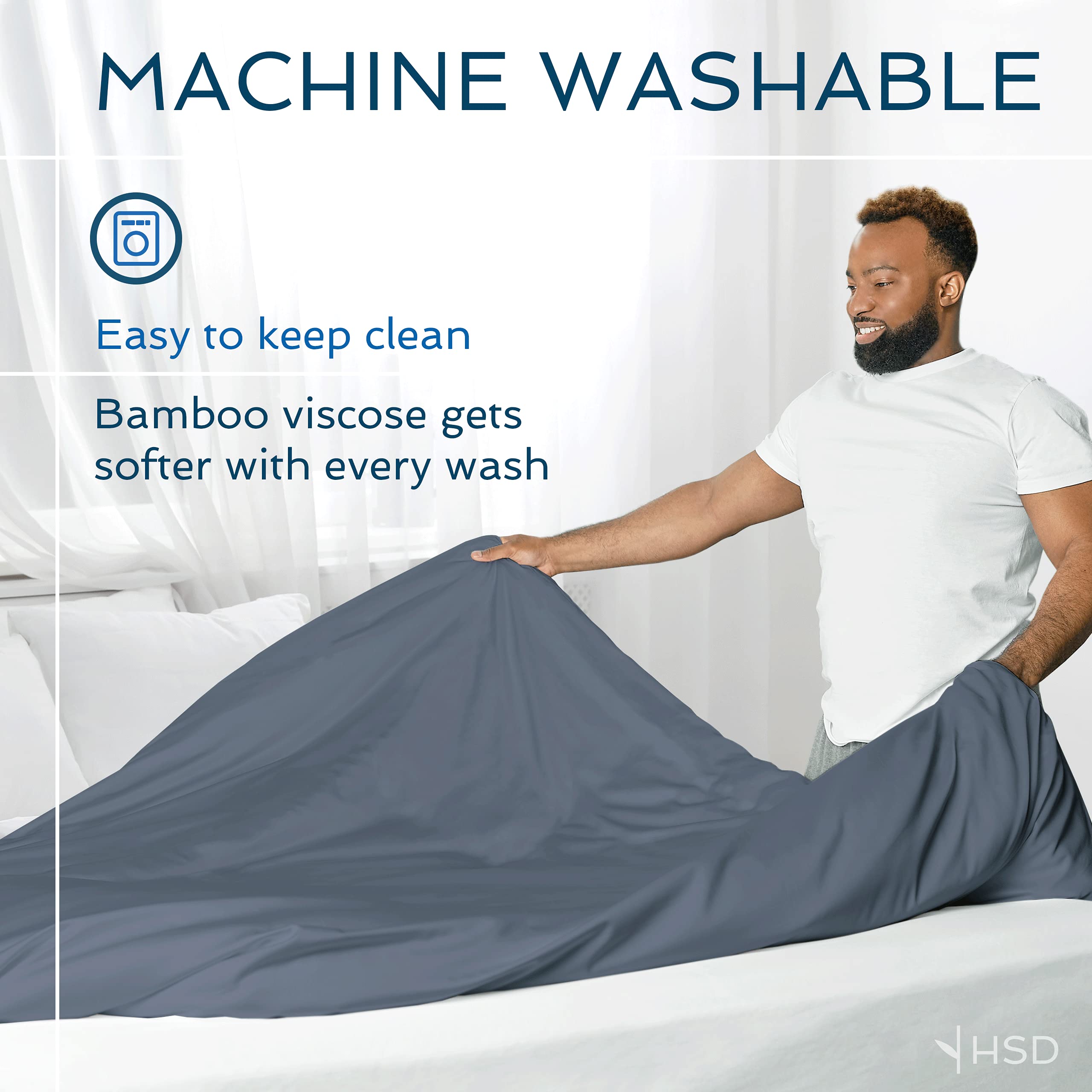 Luxury 3-Piece Queen Duvet Cover Set - 100% Bamboo Viscose, Moisture-Wicking & Silky Soft - Cooling Breathable Bedding with Pillow Sham - Light Blue - Perfect for Hotels, Guest Rooms & Master Bedrooms