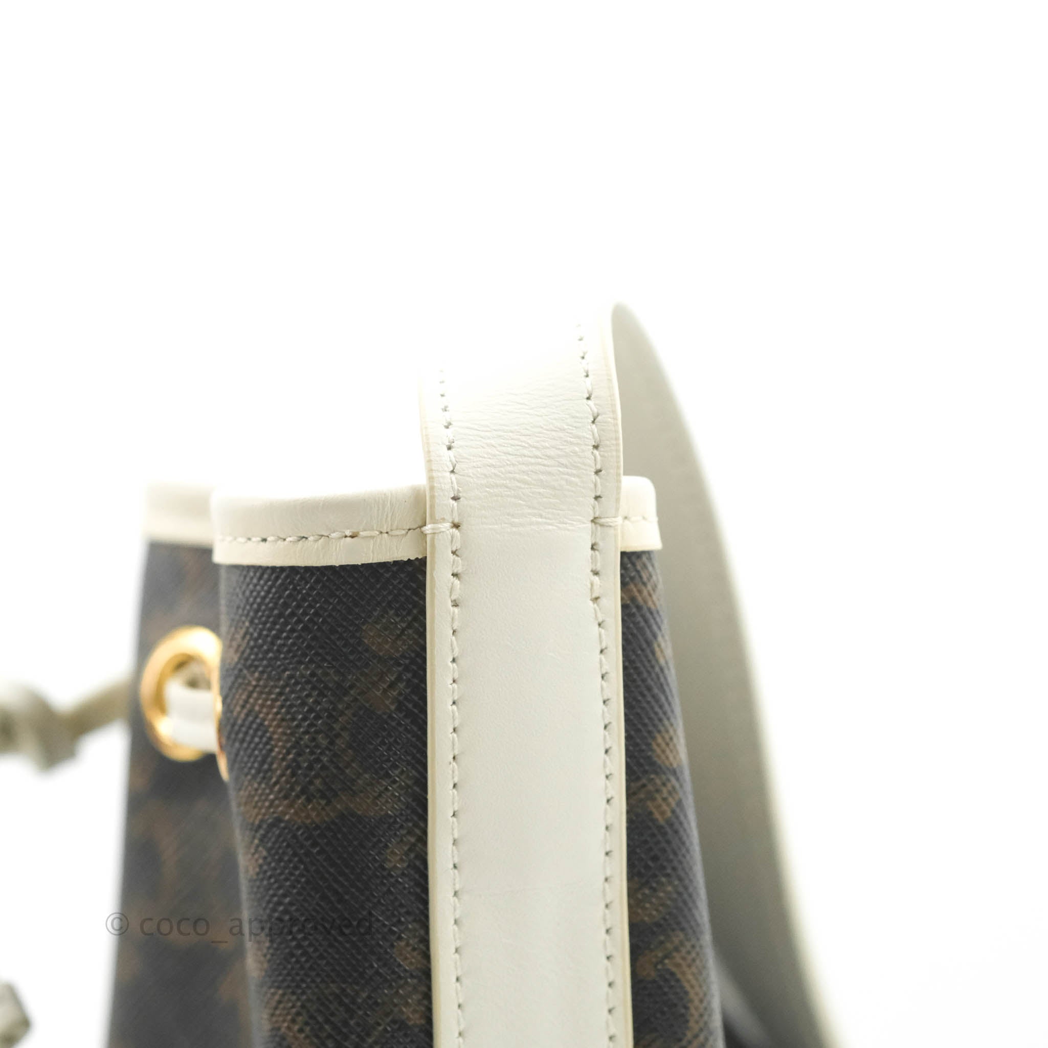 Celine Small Drawstring Bag Triomphe Canvas White Calfskin Leather Crossbody Purse for Women | Luxury Designer Handbag for Everyday Use & Special Occasions
