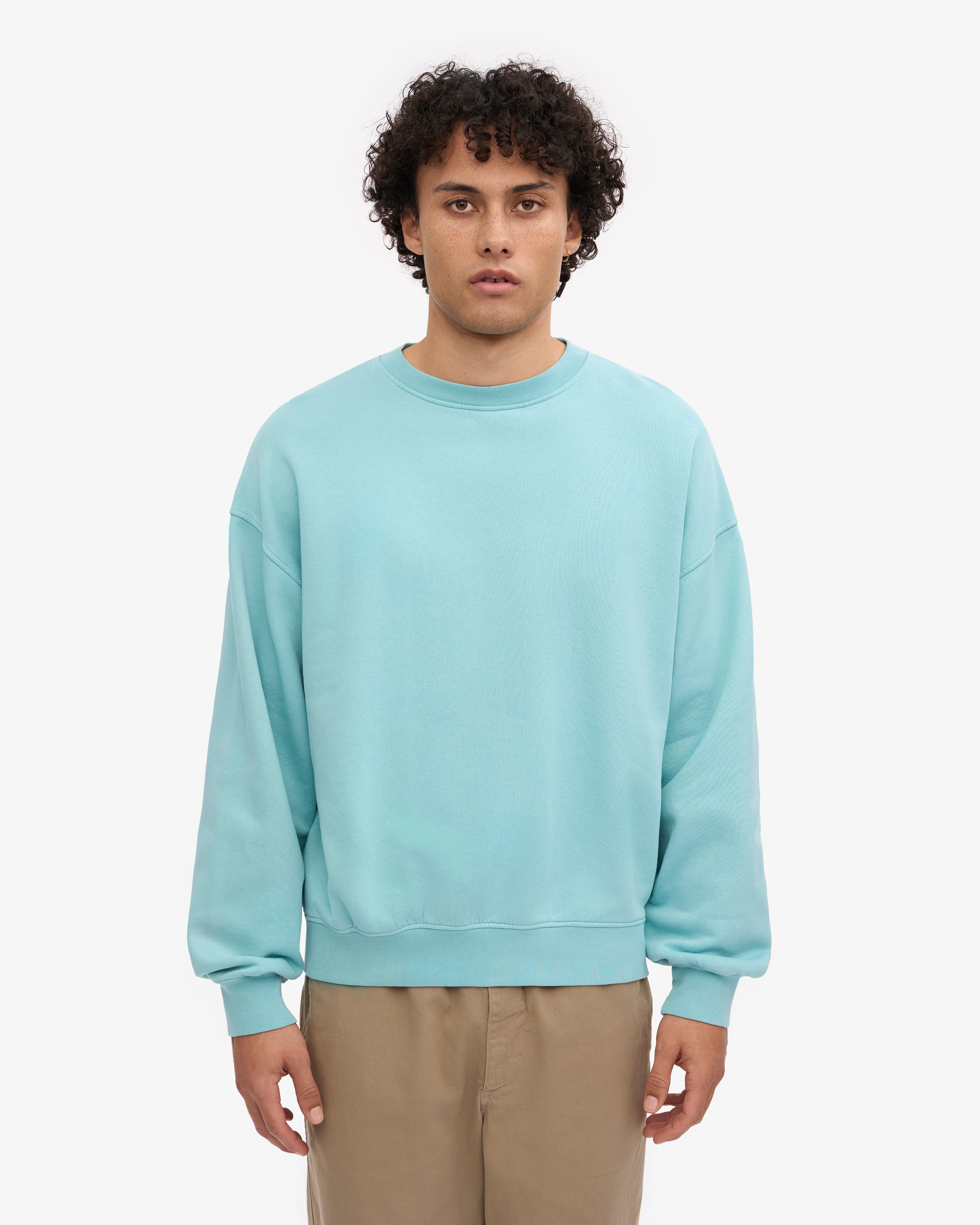 Organic Oversized Crewneck Sweatshirt - Soft & Comfortable Teal Blue Pullover for Women & Men | Perfect for Casual Wear, Loungewear & Street Style