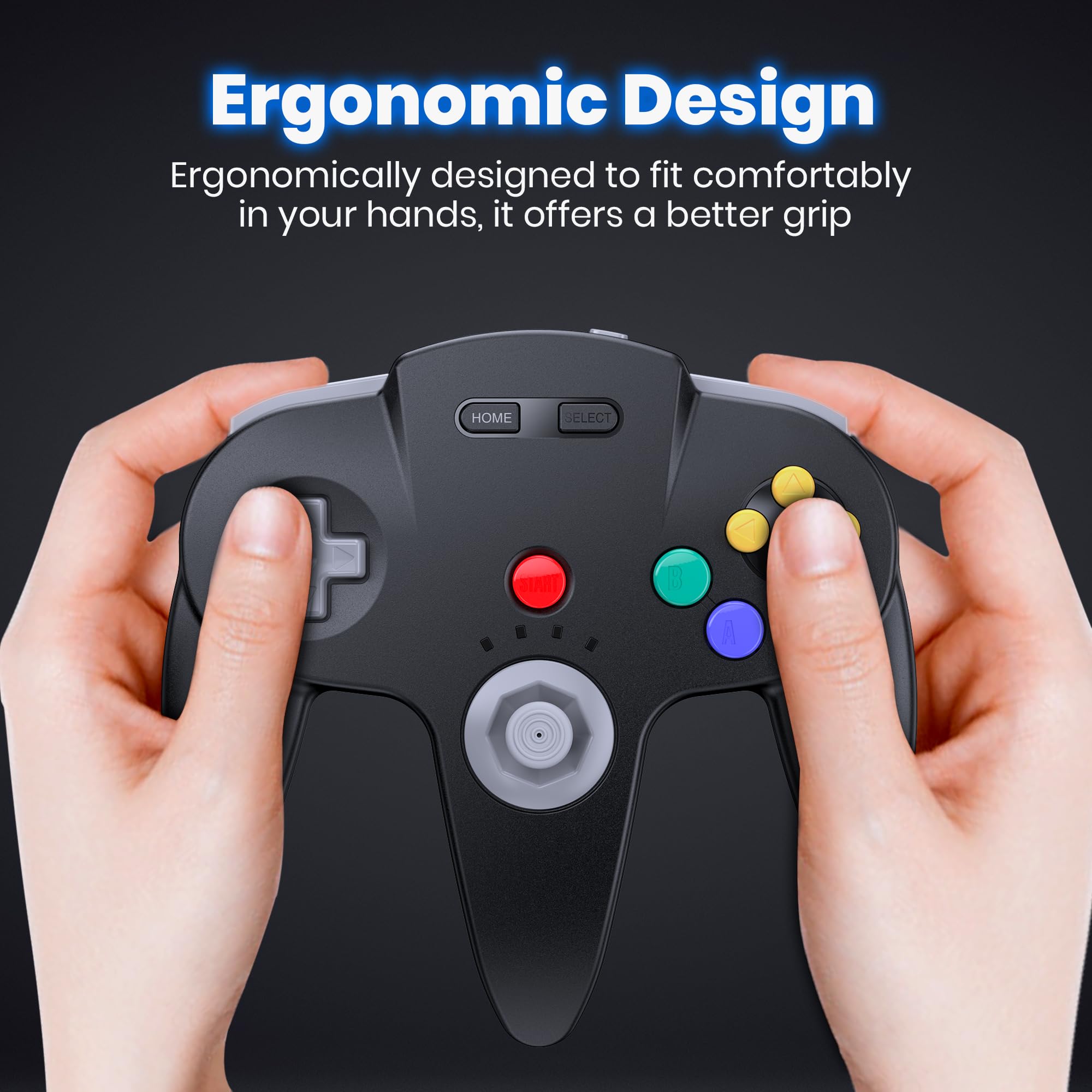 2 Pack 2.4GHz Wireless N64 Controller for Nintendo Switch & PC - Rechargeable Gamepad with USB Receiver, Compatible with Windows, Mac, iOS, Raspberry Pi - Perfect for Retro Gaming & Nintendo Switch Online (NSO) Play