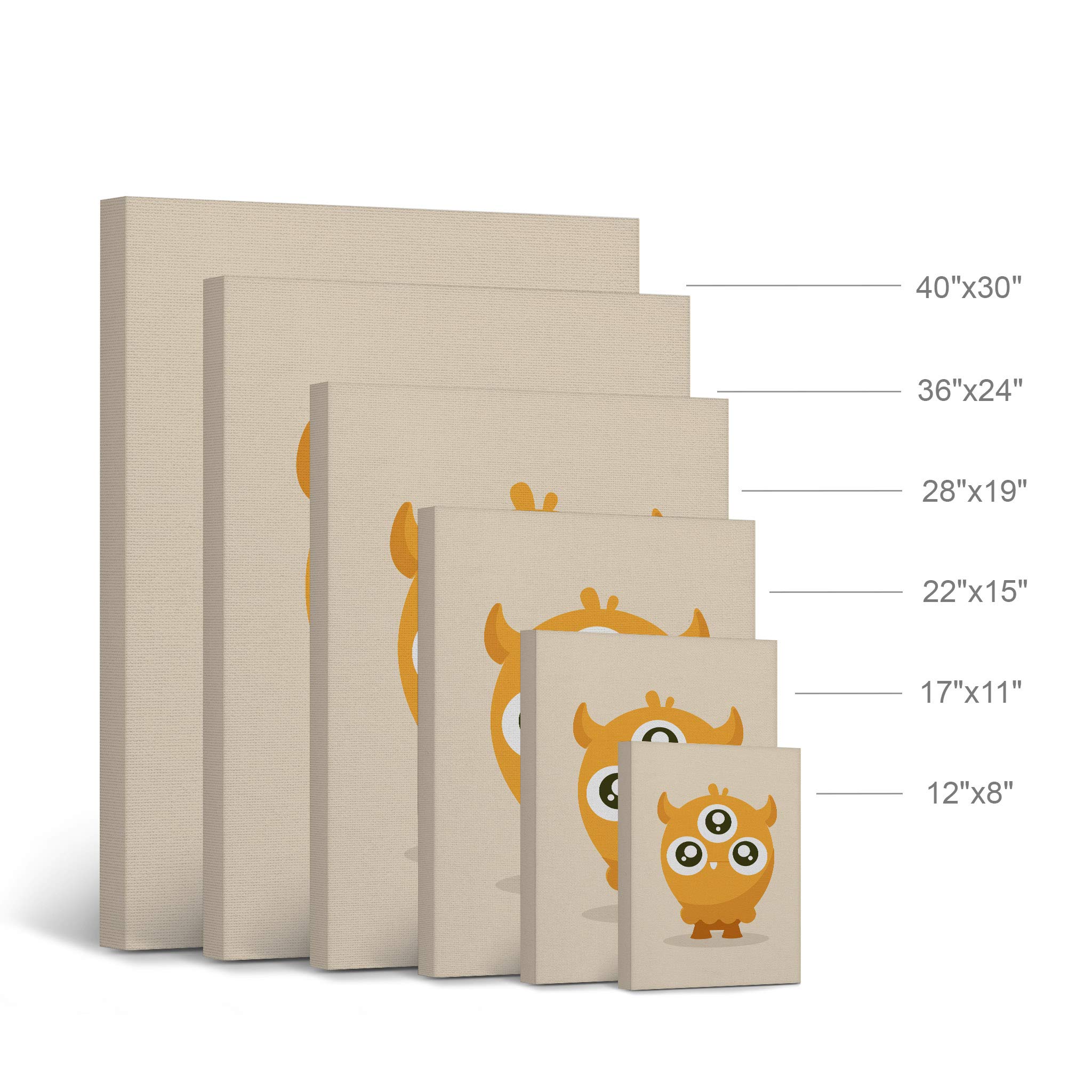Smile Art Design Lovely Orange Monster Cream Background Canvas Print - Kids Room Decor, Nursery Wall Art, Baby Room Decor - Ready to Hang, Made in USA (22x15 inches) - Perfect for Children's Bedrooms, Playrooms & Daycare Centers