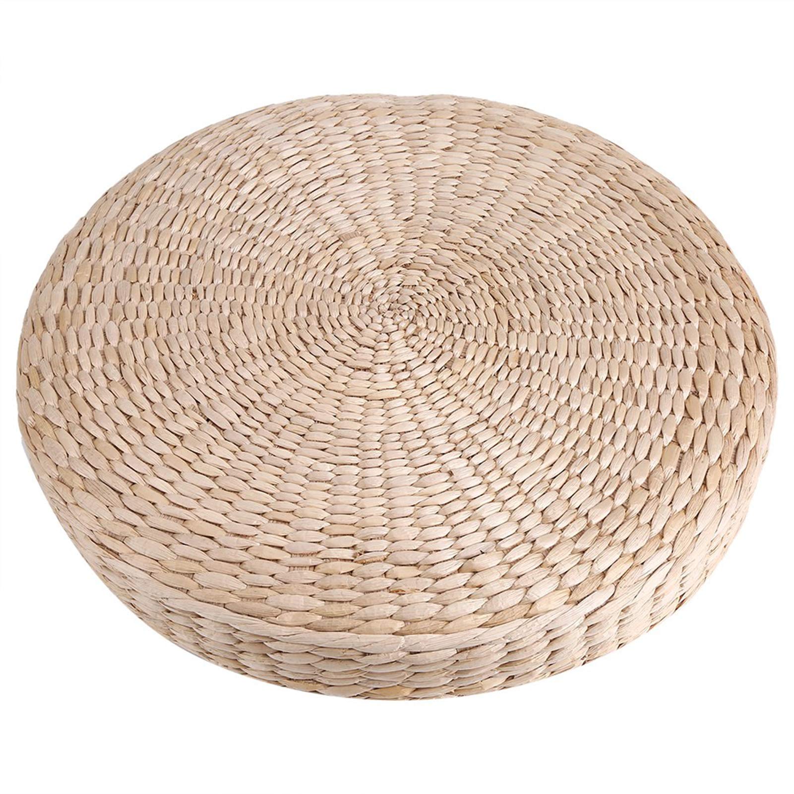 Vipxyc 40cm Round Tatami Seat Cushion - Natural Straw Floor Pouf for Meditation, Yoga & Lounge - Comfortable Floor Cushion for Indoor/Outdoor Use - Perfect for Living Room, Patio, Garden & Zen Decor