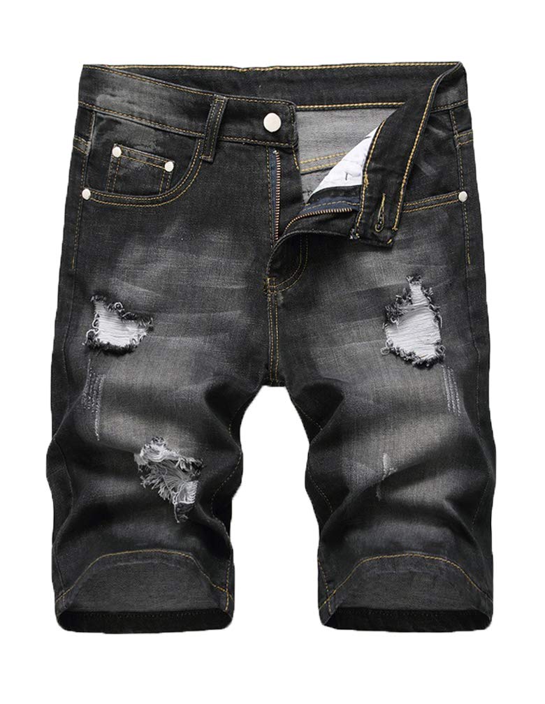 **Cofouen Men's Ripped Denim Shorts - Slim Fit Distressed Jeans for Casual Summer Wear | Perfect for Beach, Travel & Street Style**