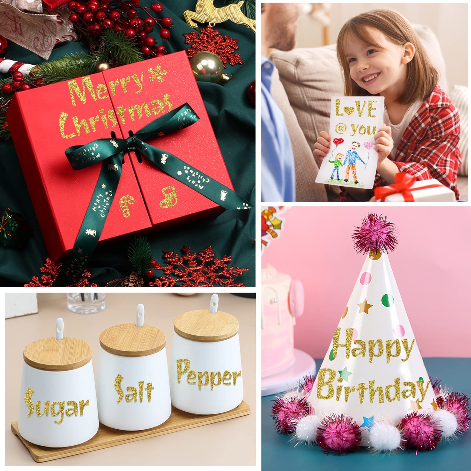Glitter Alphabet Letter Stickers - 680Pcs Self-Adhesive Gold Number & Letter Stickers for Graduation Caps, DIY Crafts, Christmas Mailbox Decor, Business Signs - 8 Sheets (Perfect for Scrapbooking & Party Decorations)