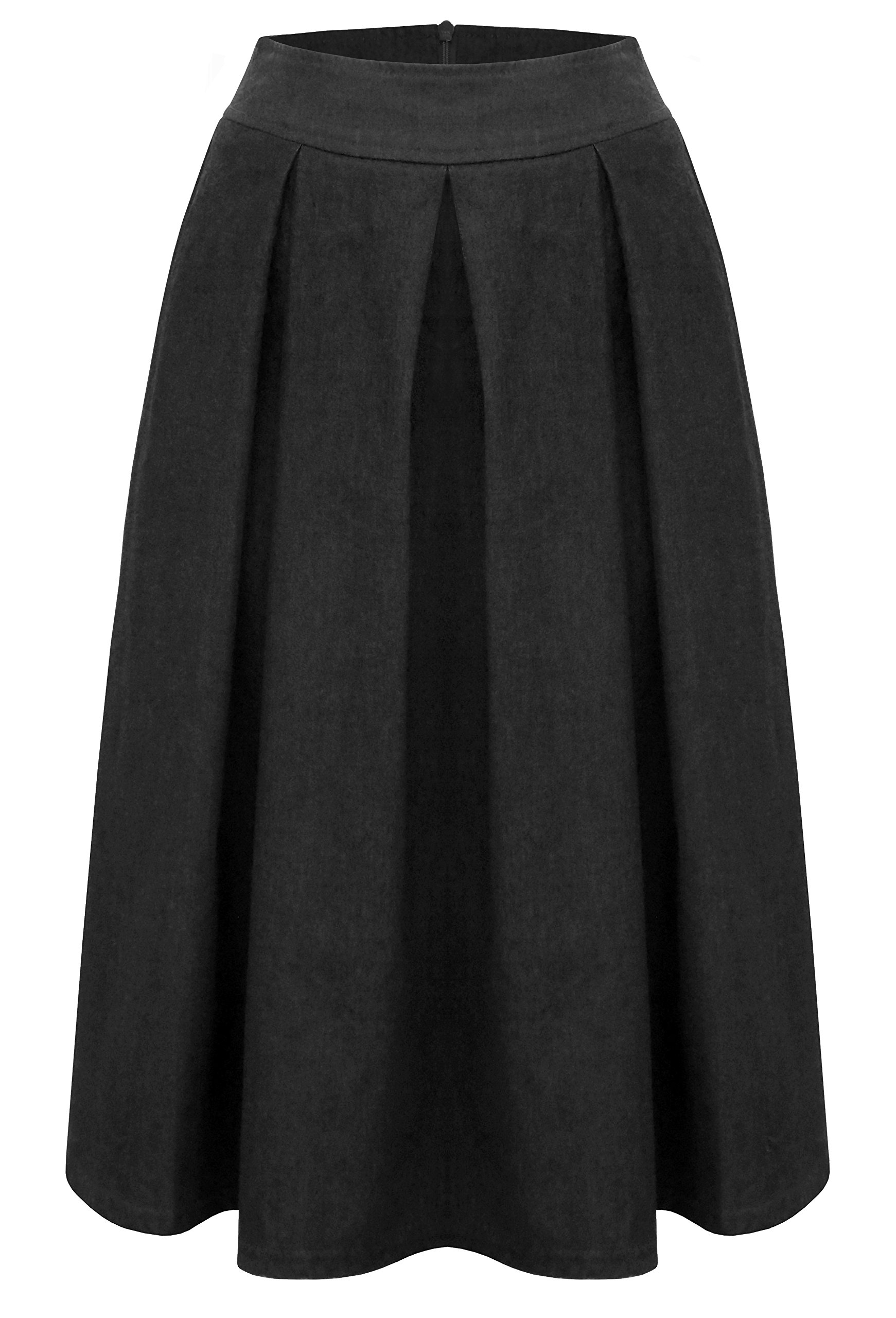 Baby'O Women's Retro Pleated Ultrasoft Lightweight Denim Skirt - Vintage Style A-Line Mini Skirt for Casual Outfits, Date Night & Summer Fashion