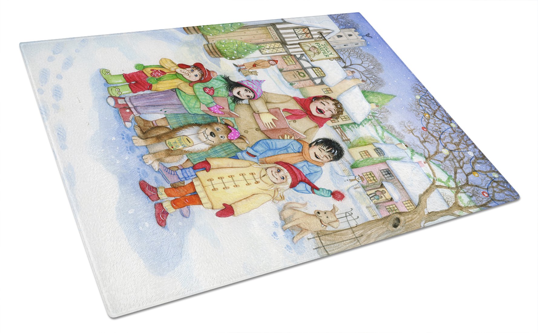 Christmas Carol Singers Tempered Glass Cutting Board - Large Decorative Kitchen Chopping & Serving Board for Holiday Entertaining | Caroline's Treasures CDCO0410LCB | Perfect for Christmas Dinner Prep & Festive Food Presentation
