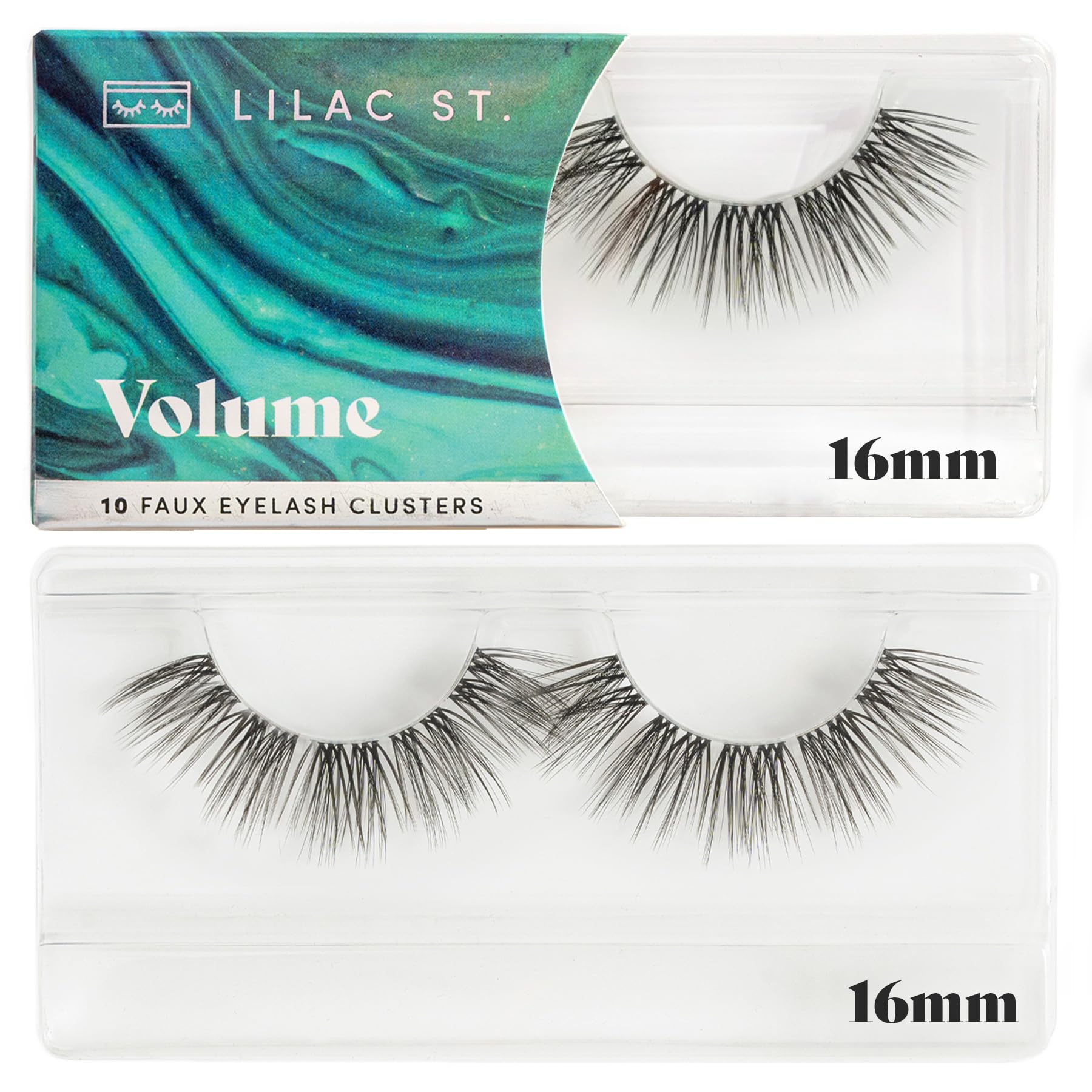 Lilac St - Volume Dramatic Faux Eyelash Clusters (16mm) - Dense & Distinctive Look - DIY Lash Extension Wisps - Lightweight & Lifelike - Lasts 10 Days - Korean Silk - Cruelty Free, Vegan - 10 Lashes - Perfect for Parties, Weddings & Special Occasions