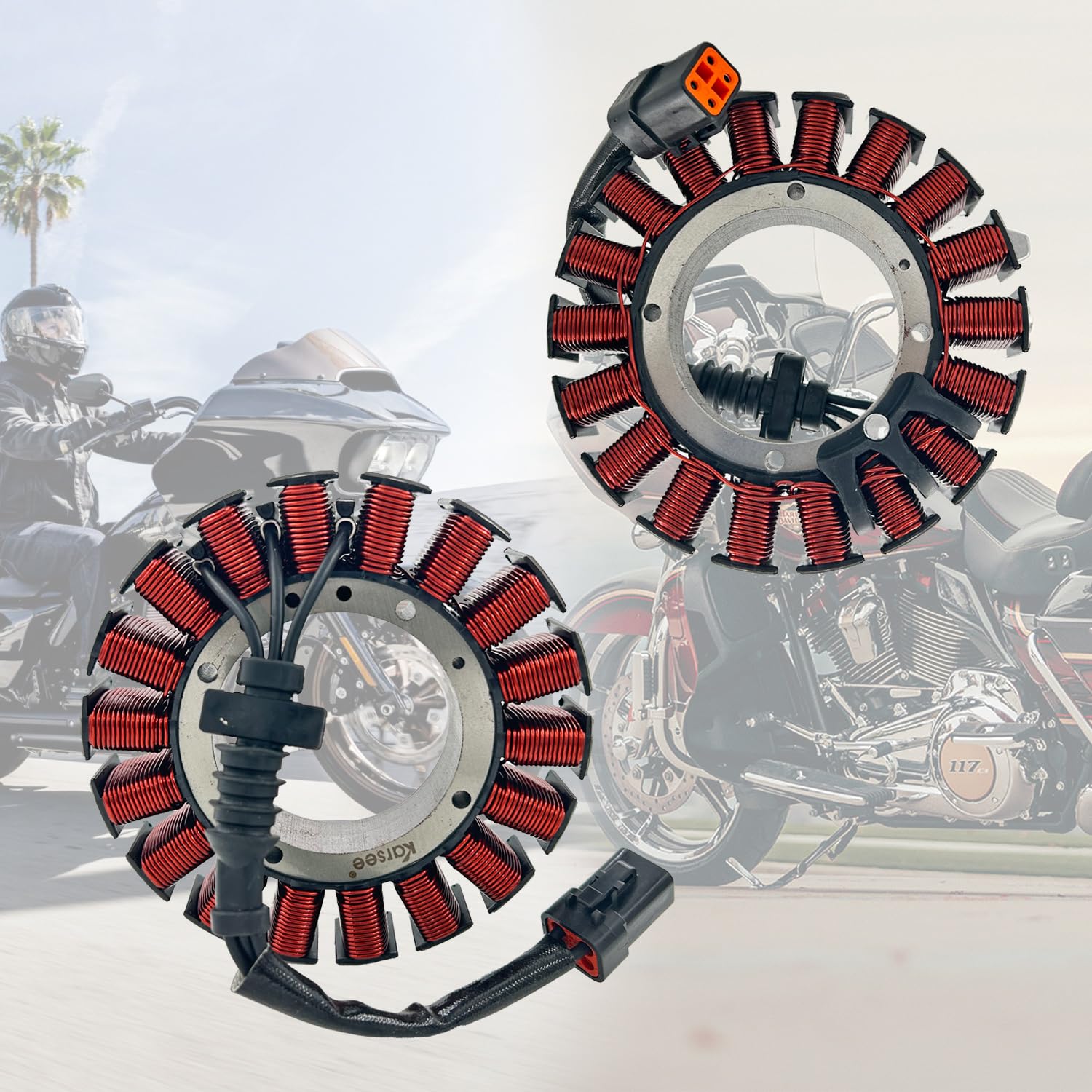KARSEE 30017-07 Motorcycle Stator Coil Replacement for Harley Davidson Dyna, Softail, FLSTF, FLSTC, FXST Models 2007 - High Performance Electrical Part for Smooth Riding & Engine Maintenance