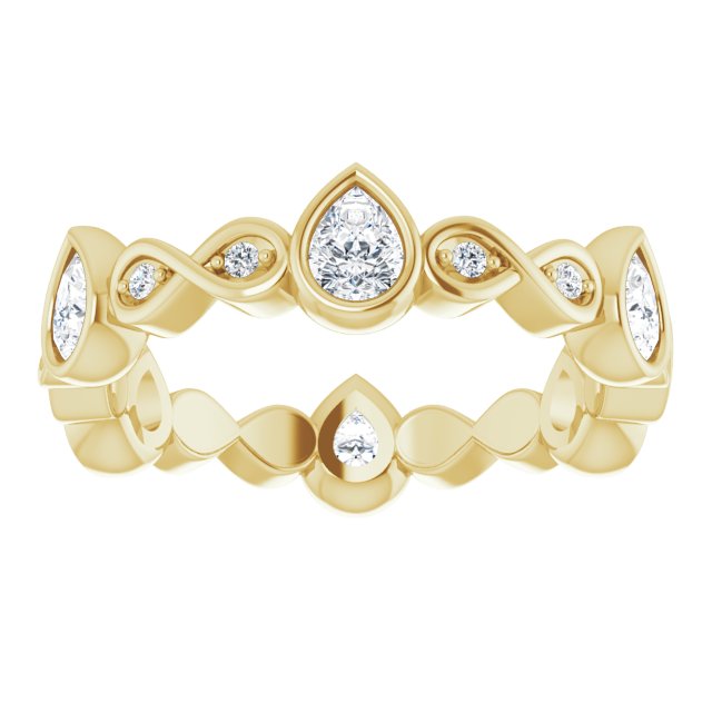 1.36 Carat Bezel Set Pear and Round Diamond Eternity Band Wedding Ring - Perfect for Bridal Jewelry, Anniversary Gifts & Special Occasions