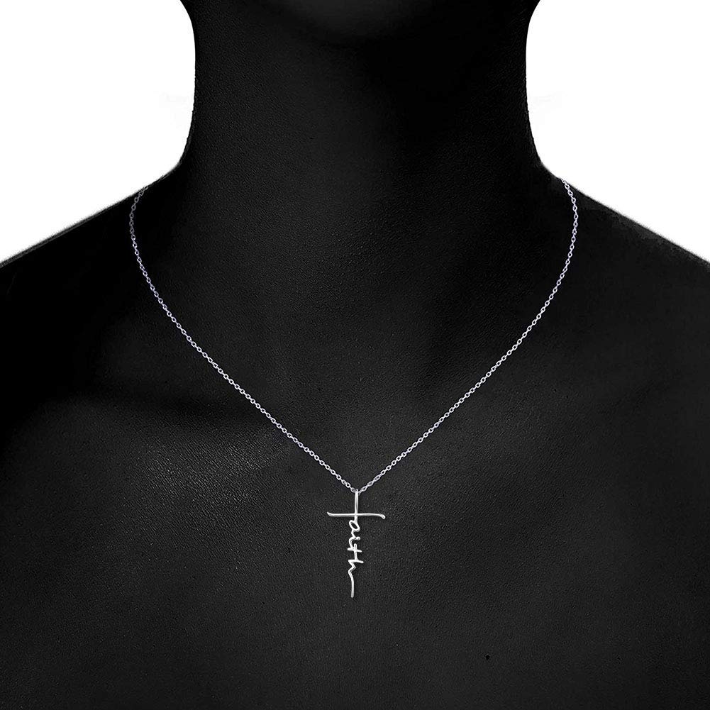 PRAYMOS Faith Jewelry Set - 925 Sterling Silver Cross Necklace & Earrings for Women | Religious Gifts for Baptism, Confirmation & Christian Holidays