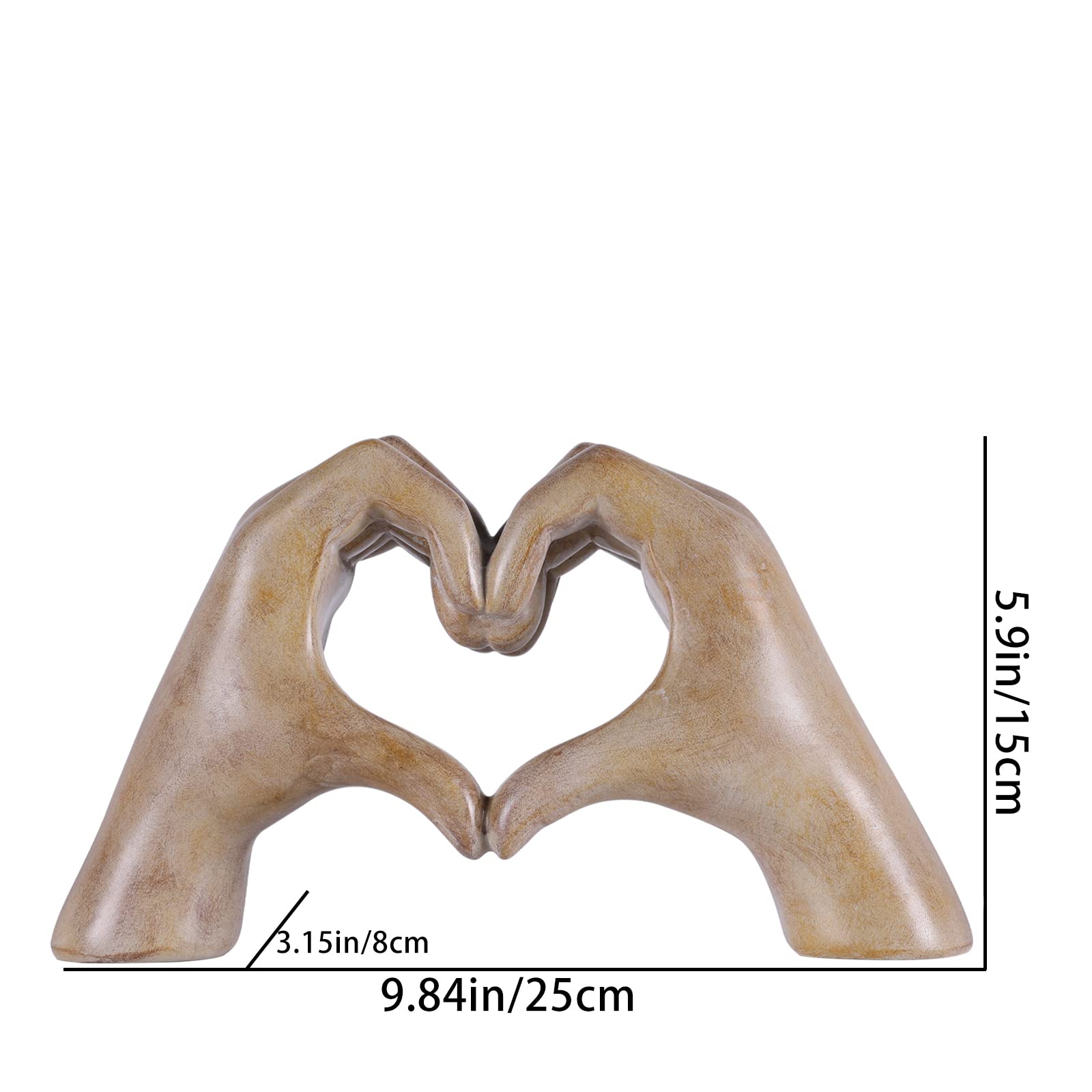 Wooden Heart Hand Sculpture - Home Decor for Shelf & Table - Perfect Gift for Women & Mom