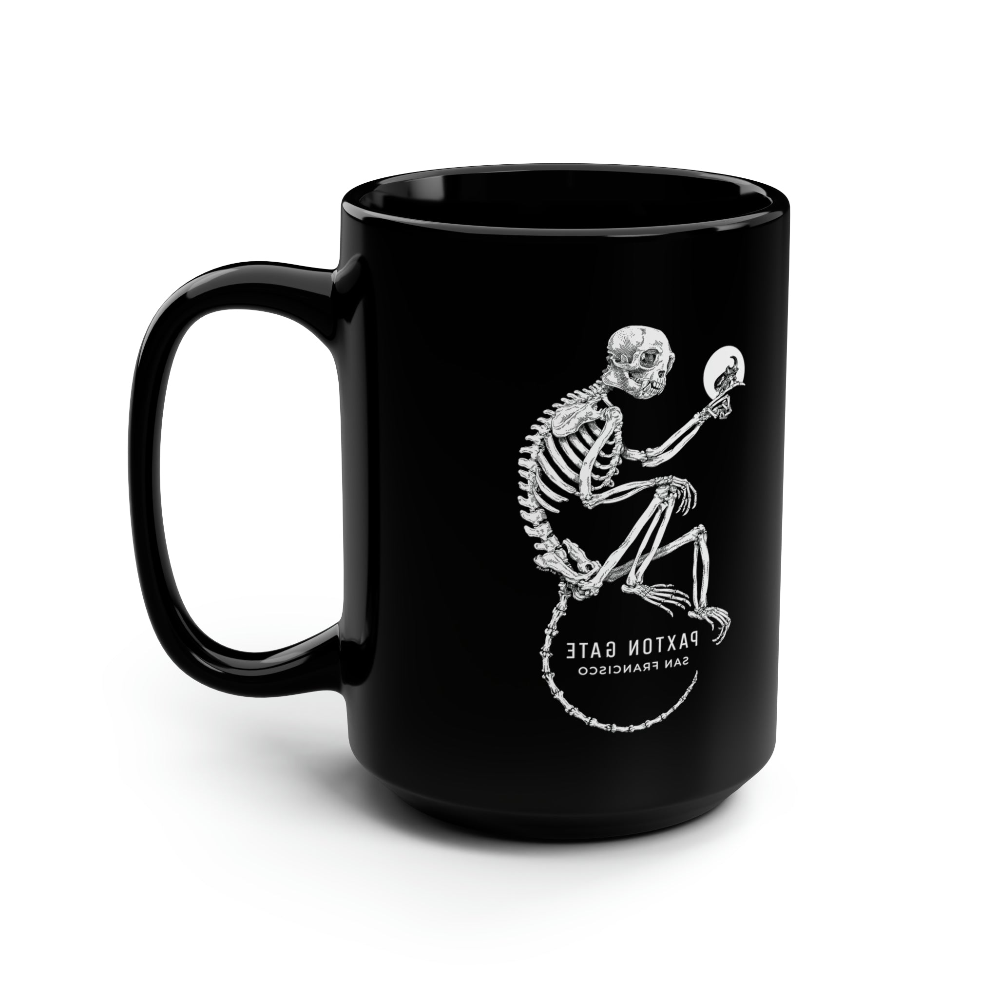 Zoe Keller Black Skeletal Monkey Mug - Unique Gothic Coffee Cup for Halloween, Dark Aesthetic Home Decor, Perfect for Coffee & Tea Lovers