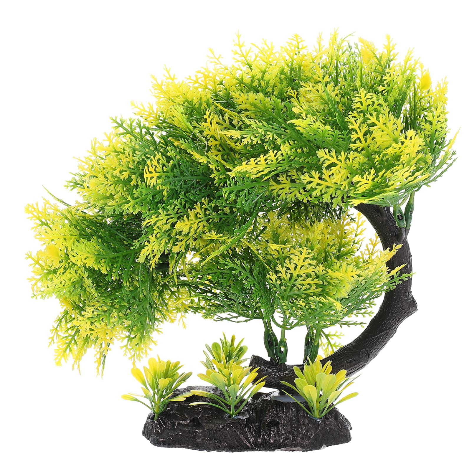 Artificial Aquarium Bonsai Tree - Plastic Fish Tank Plants with Rockery Design | Decorative Habitat for Fish & Terrarium | Perfect for Home Aquascaping, Office Fish Tanks & Zen Water Gardens