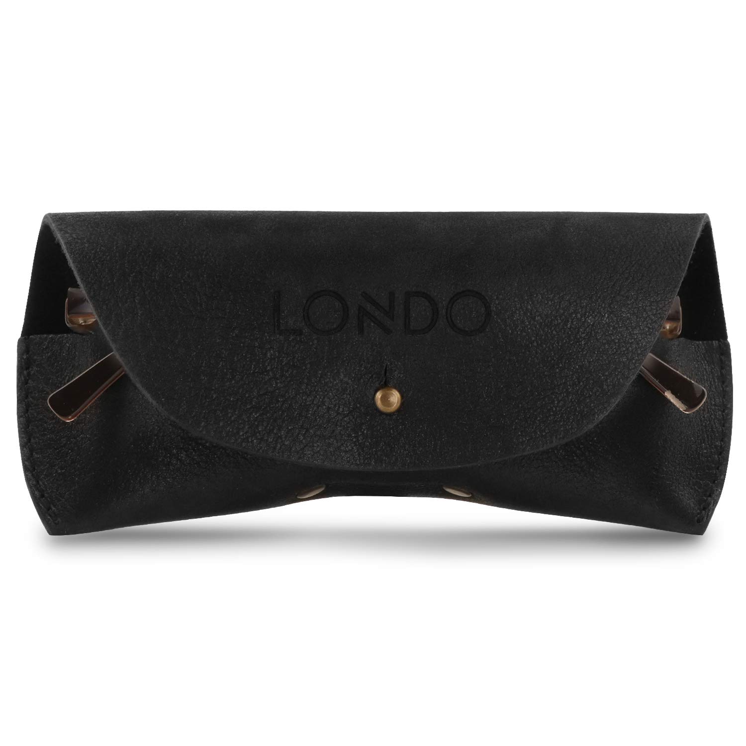 Premium Genuine Leather Eyeglasses & Sunglasses Case with Button Closure - Stylish Durable Protective Storage for Glasses - Perfect for Travel, Office & Daily Use