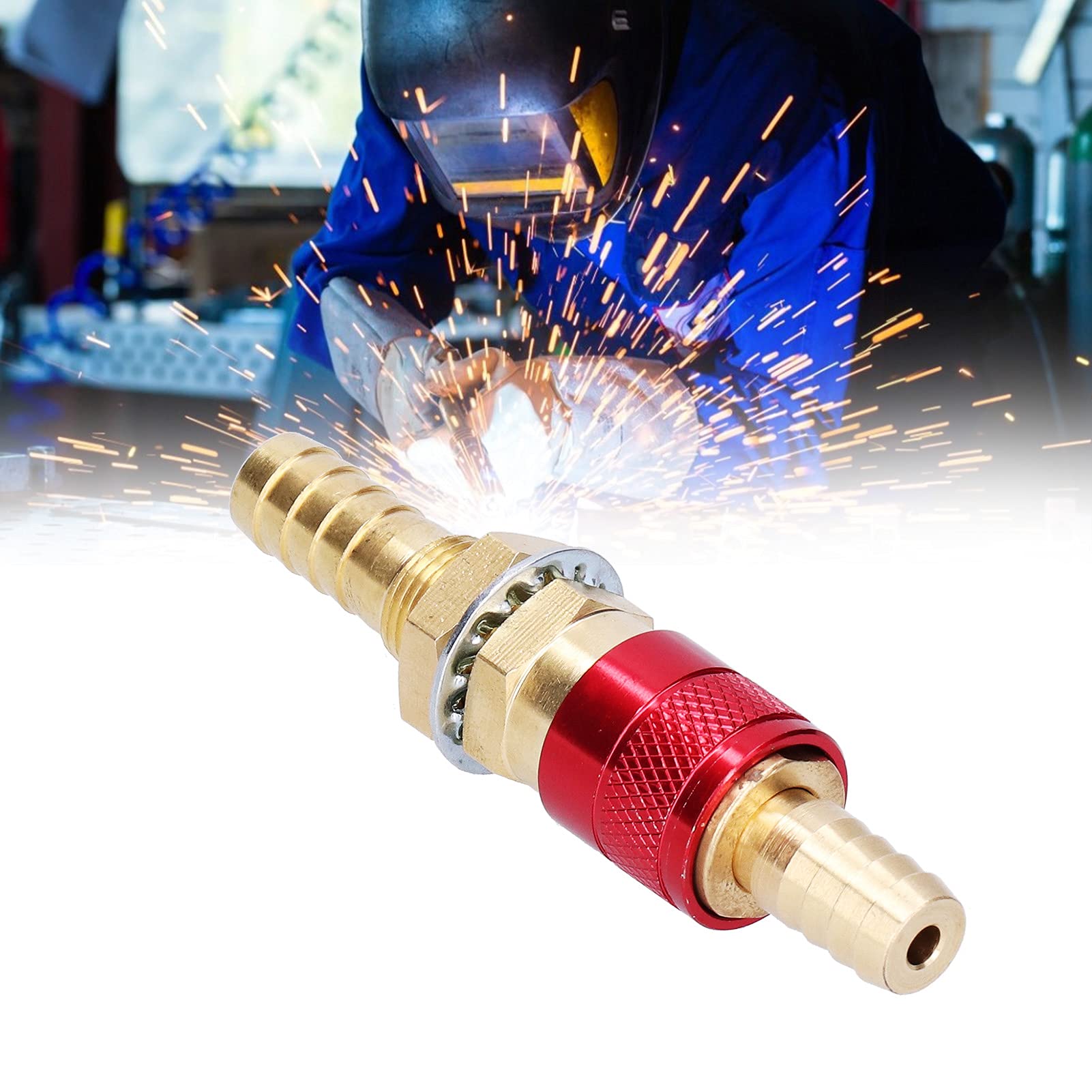 Brass M10 Quick Connector for TIG Welding Torch - Red