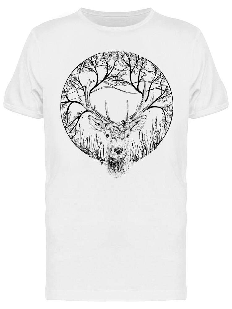 Hand Drawn Deer Sketch T-Shirt for Men - Soft Cotton Graphic Tee - Casual Wear & Outdoor Activities