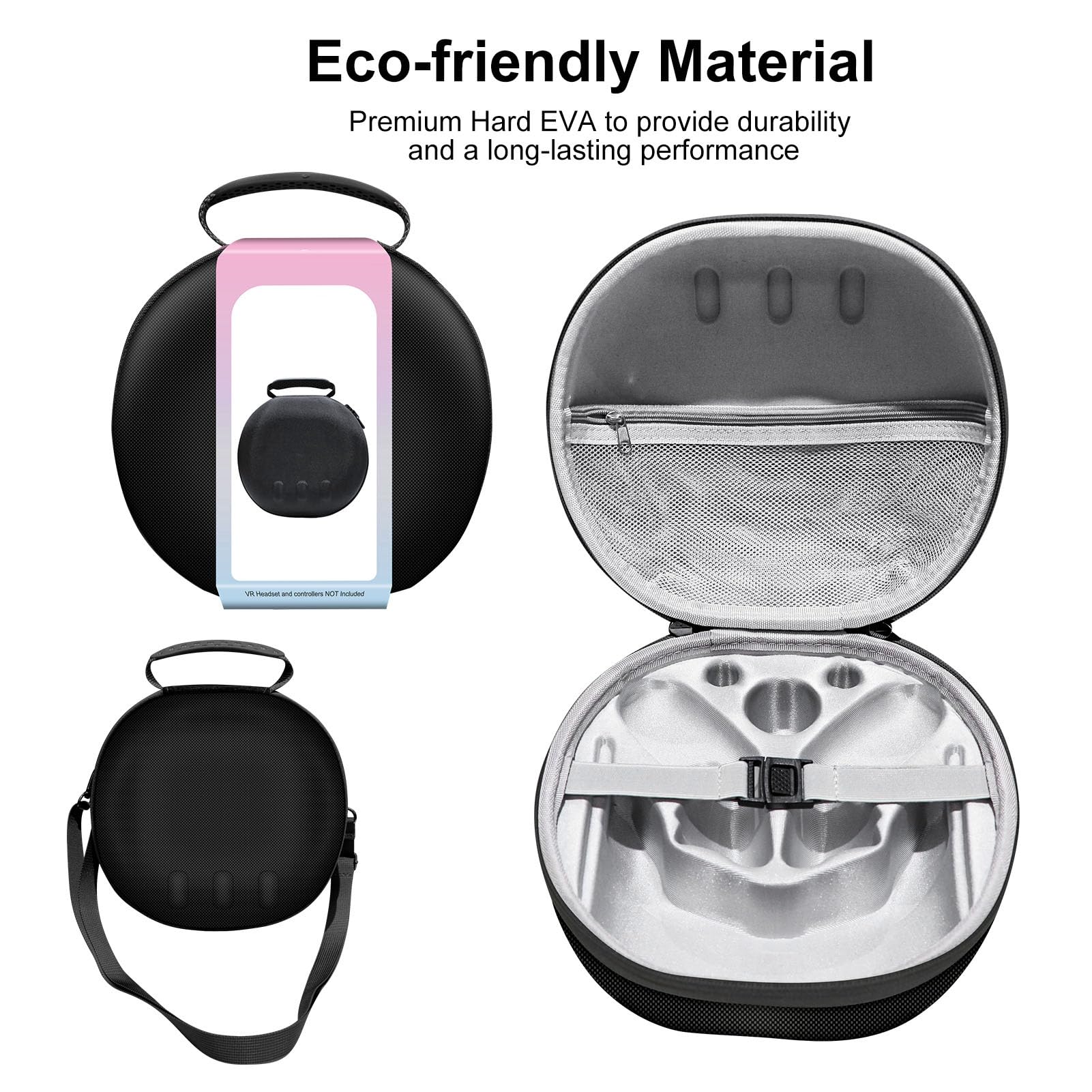 **Aeun VR Glasses Hard Case with Double Zipper - Portable & Durable Protective Storage for Oculus Quest 2, Meta Quest 3, HTC Vive - Perfect for Travel, Outdoor Use & Safe Storage (Black)**