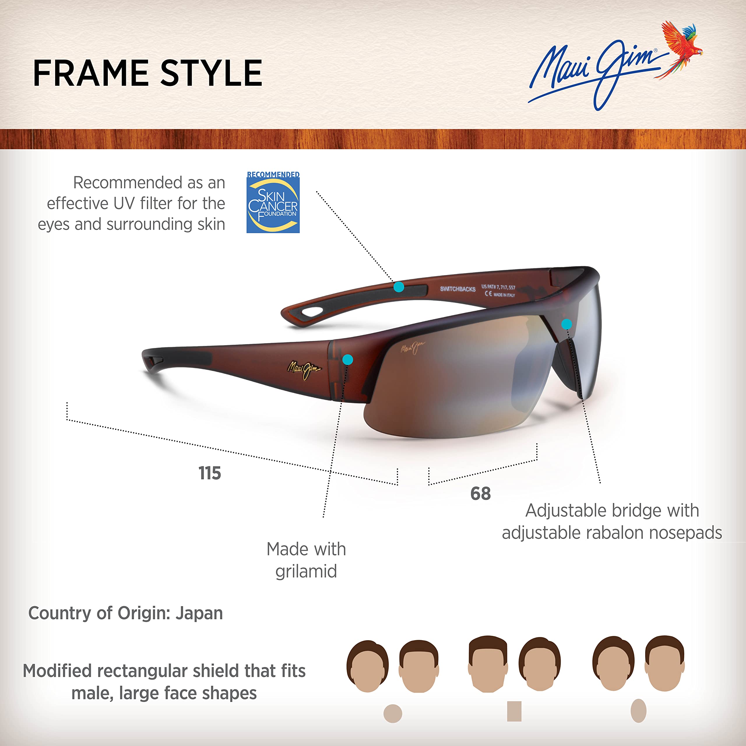 Maui Jim Men's Switchbacks Polarized Shield Sunglasses - UV Protection, Anti-Glare for Driving, Fishing & Outdoor Activities