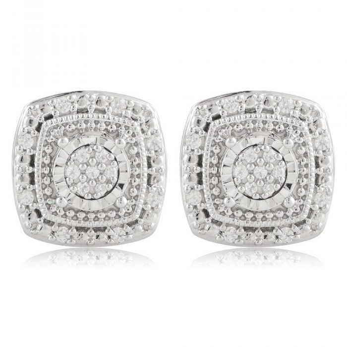0.10 Carat Diamond Stud Earrings Set - 30 Round Brilliant Cut Diamonds in Sterling Silver 925 - Perfect for Everyday Wear, Anniversary Gifts & Special Occasions