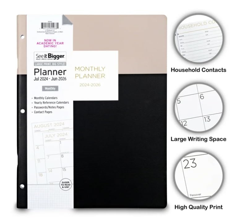 2025-2026 Monthly Planner - Large Print 8.5'' x 11'' with Assorted Covers & Stylus Pen | Perfect for Work, School & Personal Organization | Dated Planner for Professionals & Students