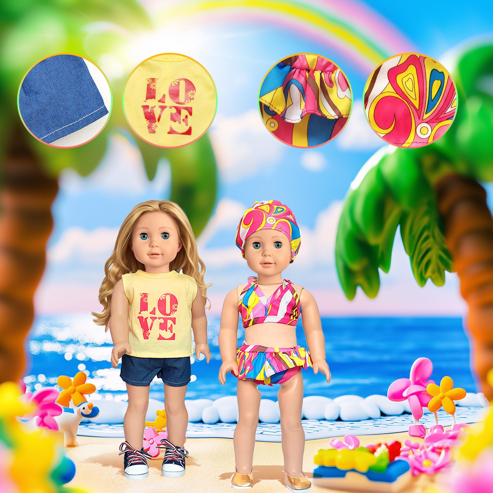 18 Inch Doll Clothes Set for Girls - 10 Piece Fashion Outfits & Accessories | Perfect for American Girl Dolls, Dress Up Play & Birthday Gifts