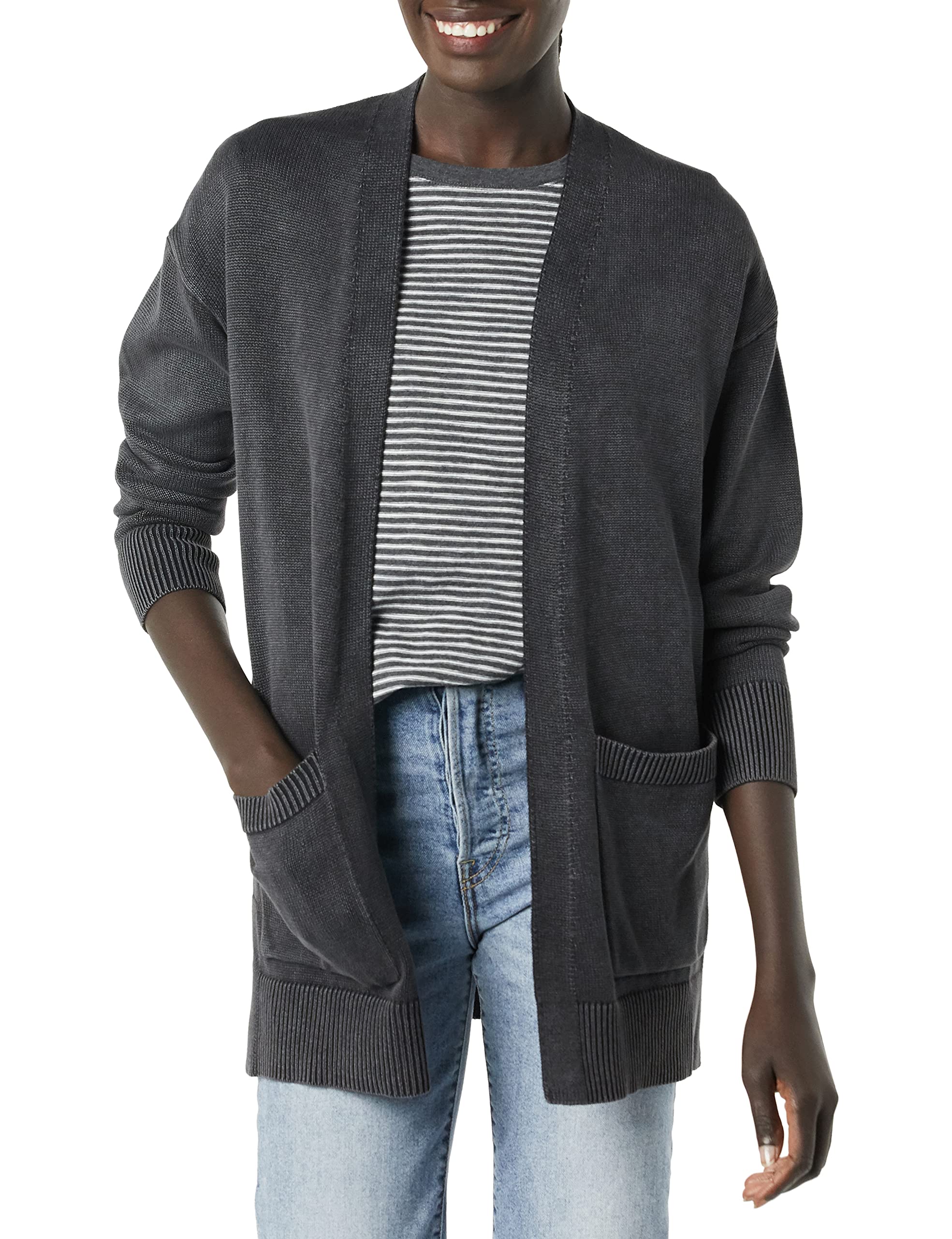 Goodthreads Women's Mineral Wash Long Sleeve Open Front Cardigan Sweater - Cozy Knitwear for Fall & Winter Layering, Perfect for Office, Casual Outfits and Coffee Dates