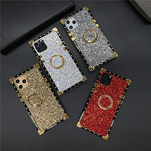 Sparkly Glitter Bling Case for Moto G Play 2021 (Not Compatible with 2020 Model) - Fashion Gold Corner Soft TPU Protective Cover with Ring Holder & Kickstand | Perfect for Daily Use, Work, and Social Events