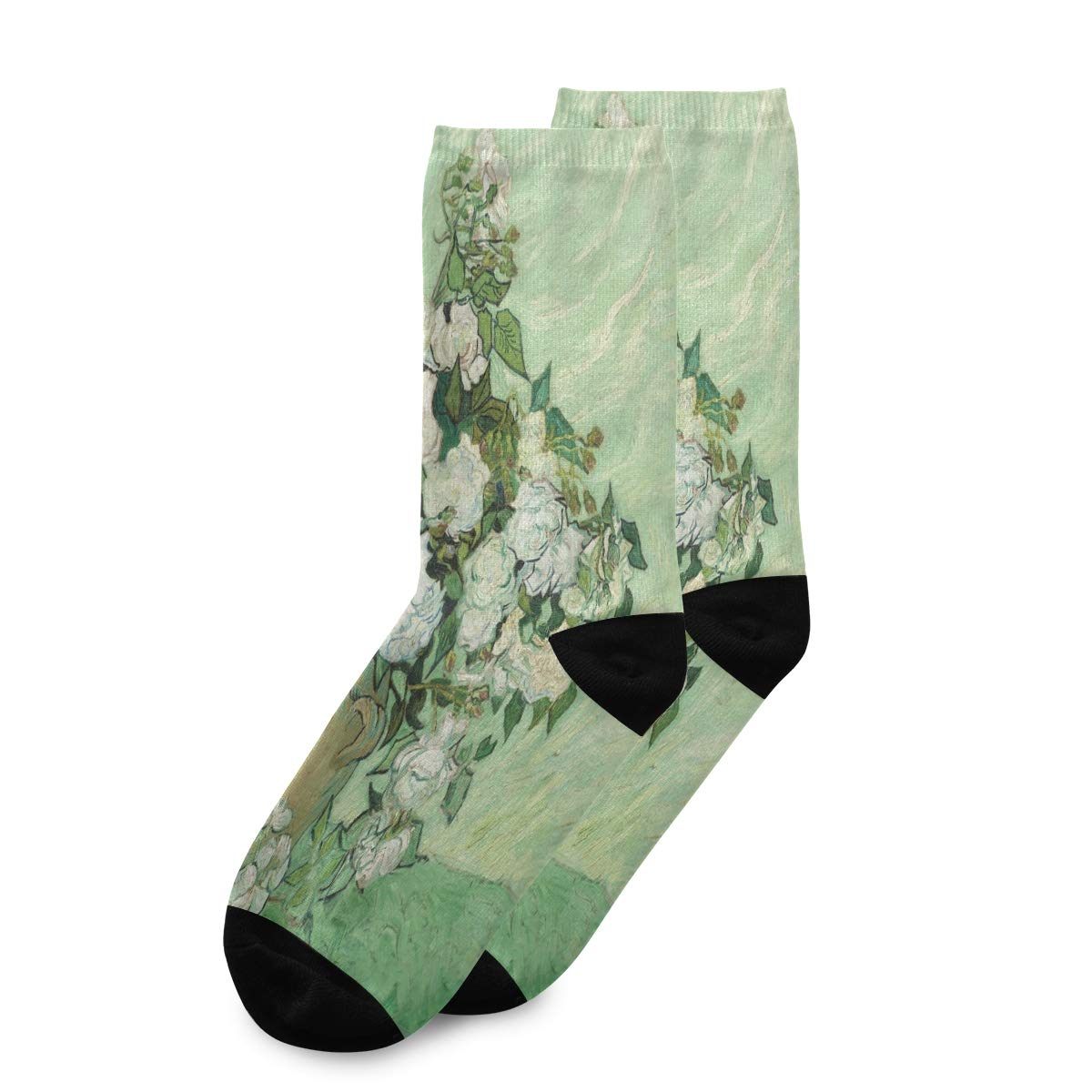 ALAZA Unisex Casual Socks - Vincent Van Gogh Rose Art Crew Socks for Women & Men | Comfortable Cotton Novelty Socks for Daily Wear, Gifts & Art Lovers