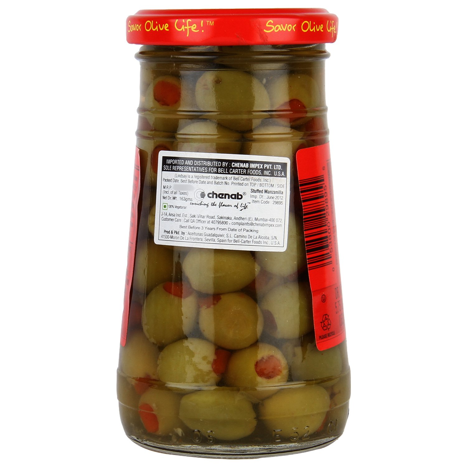 Lindsay Spanish Manzanilla Pimiento Stuffed Olives, 5.75 oz (Pack of 6) - Perfect for Charcuterie Boards, Martini Garnish & Mediterranean Recipes