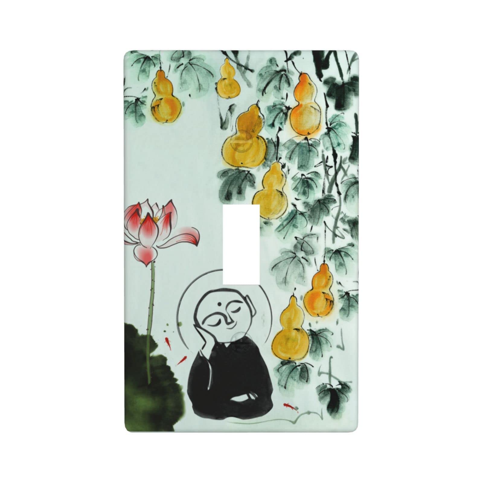 Buddha Lotus Gourd Single Gang Toggle Light Switch Wall Plate Cover - Decorative Wall Plate for Kitchen, Living Room, Bedroom & Bathroom - Home Decor Accessory for Spiritual & Zen Interior Design