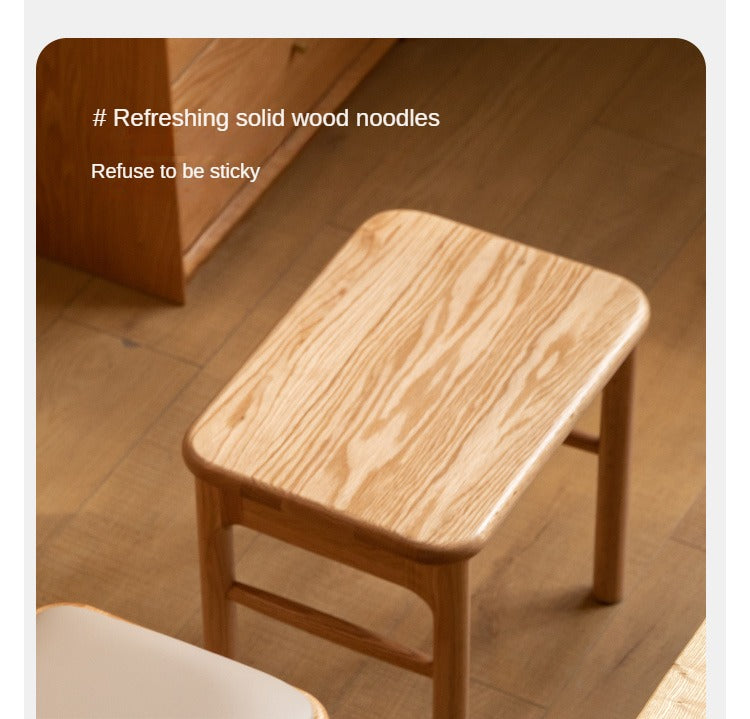 Solid Oak Wood Modern Soft Tea Stool - Comfortable & Stylish Footrest Ottoman for Living Room, Bedroom, or Tea Ceremony