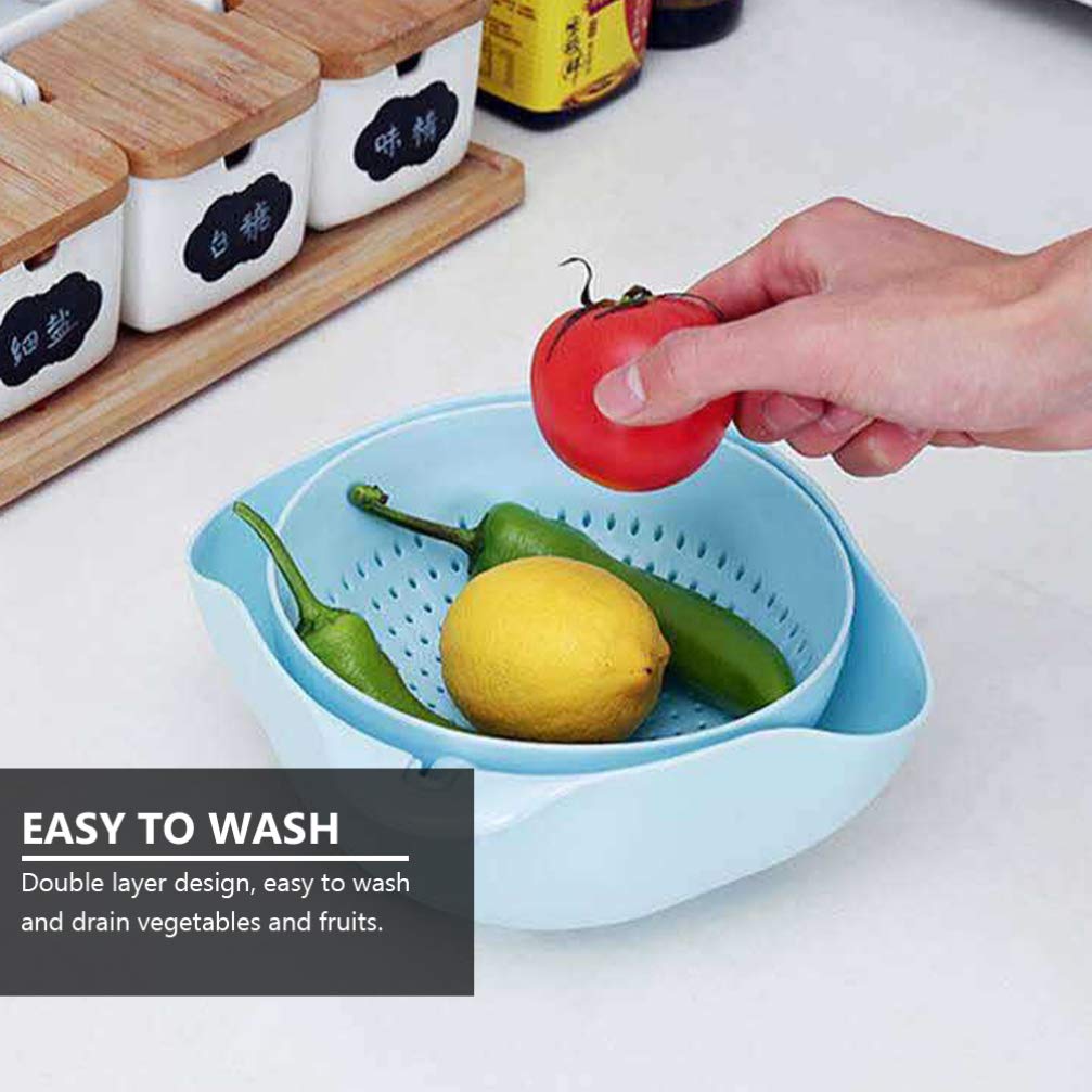 Blue Silicone Colander Strainer Bowl - Swivel Drainer for Washing Veggies, Pasta, and Fruits | Durable Plastic Kitchen Strainer for Noodles, Salad, and Fresh Produce | Perfect for Cooking, Meal Prep, and Healthy Eating