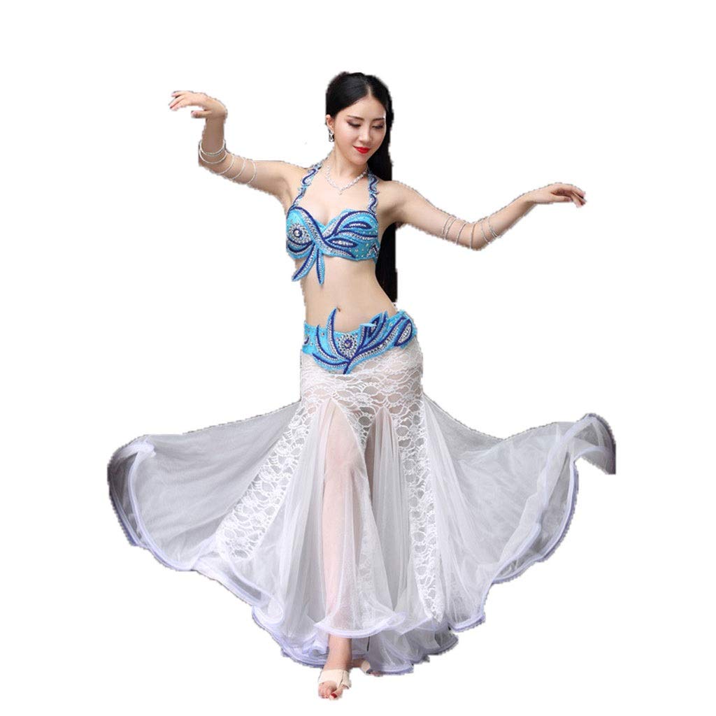 Handmade Beaded Belly Dance Costume Set - High-End Lace Performance Outfit for Professional Dancers | Perfect for Stage Shows, Competitions & Cultural Performances