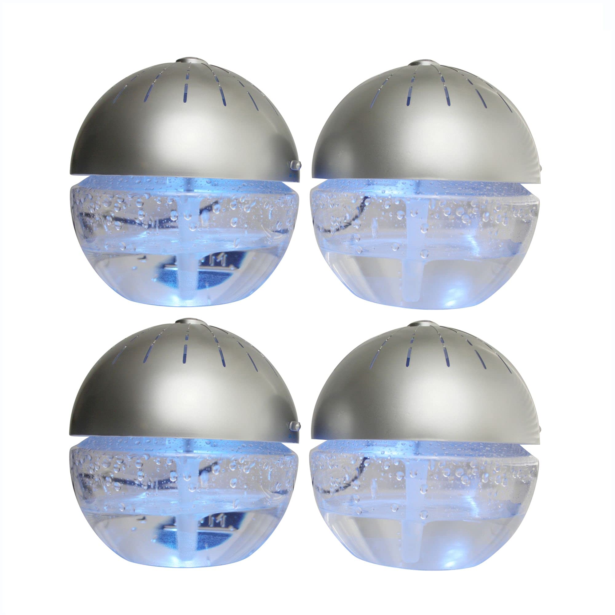 4-Pack Silver EcoGecko Earth Globe Air Revitalizers - Essential Oil Diffuser, Air Freshener & Room Aromatizer with 4x10mL Lavender Oil - Perfect for Home, Office, Yoga Studio & Spa Relaxation