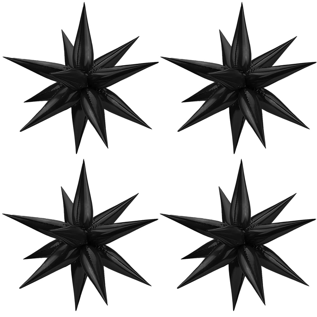50 Pack 26 Inch Black Star Balloons - Metallic Foil Starburst Balloons for Wedding, Baby Shower, Birthday Party Decorations | Photo Booth Props & Event Backdrop Decor