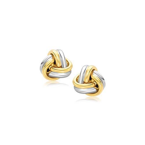 14K Two-Tone Gold Polished Love Knot Stud Earrings for Women - Elegant Gift for Valentine's Day, Anniversary & Special Occasions