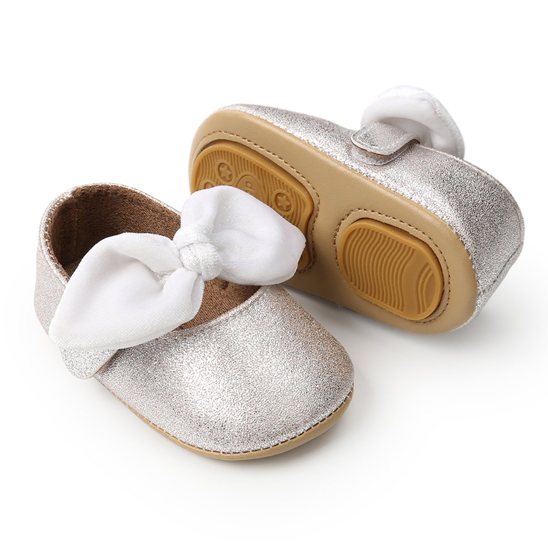 Anti-Slip Baby Girls Mary Jane Flats - Soft Rubber Sole Bow Dress Shoes for Toddlers | Perfect for Princess Costumes, Parties & Special Occasions