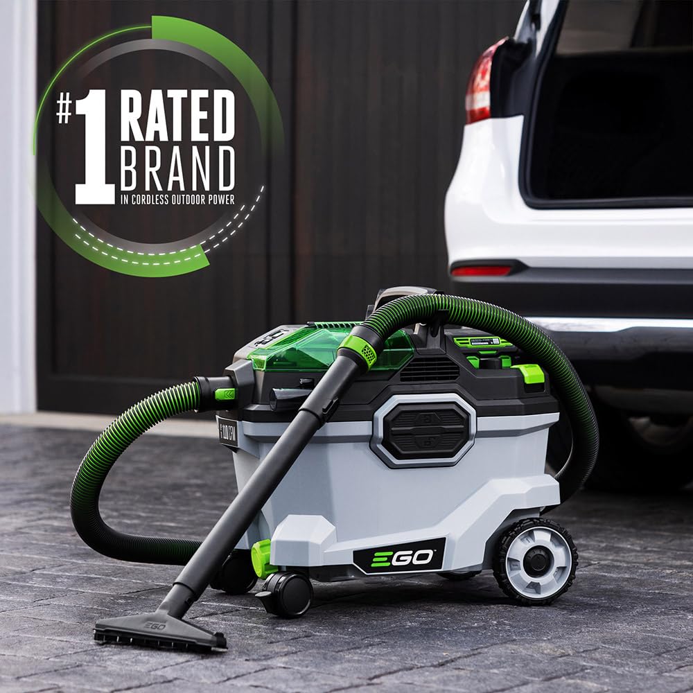 EGO WDV0900 9 Gallon 110 CFM 56V Cordless Wet Dry Vacuum Cleaner - Lithium Ion Battery Powered, Multi Power Modes, Remote Control (Battery & Charger Sold Separately) - Ideal for Home Cleaning, Garage Workshop, Car Detailing & Construction Sites