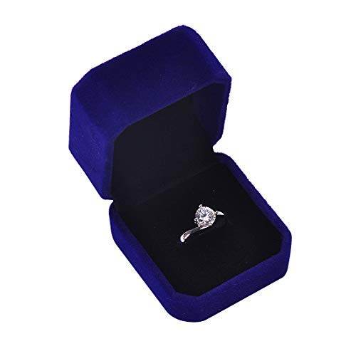 Premium Velvet Jewelry Gift Box Set of 2 - Blue Ring & Earring Storage Case (2.2x1.9x1.6 inch) - Perfect for Wedding, Anniversary, Engagement & Valentine's Day Gifts