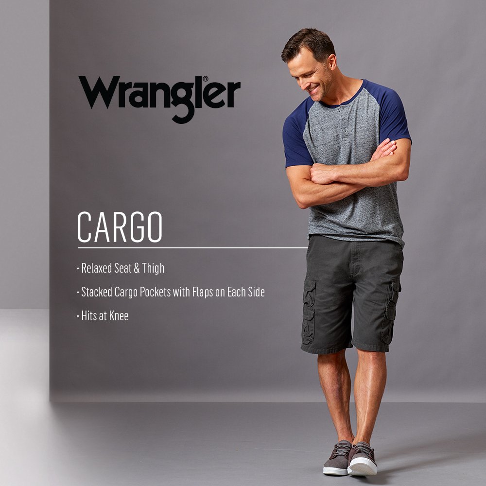 Wrangler Authentics Men's Premium Twill Cargo Shorts - Durable Comfort for Outdoor Adventures, Hiking & Casual Wear