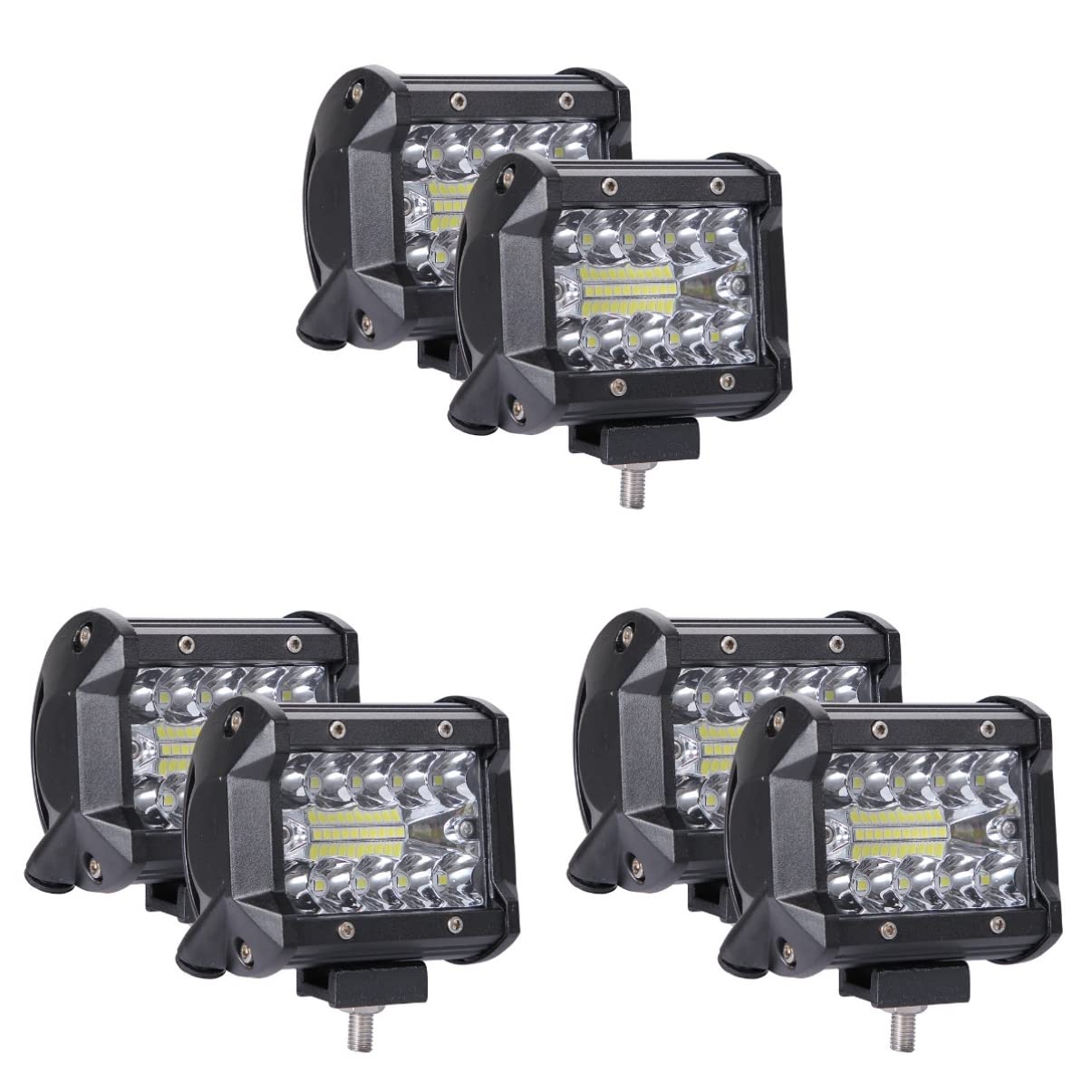 FAVOMOTO 6-Piece LED Light Bar Combo - Off Road Lights, Truck LED Spotlights, Car Floodlights for Jeep, ATV, UTV, SUV - Waterproof & Durable for Night Driving, Camping, Off-Roading Adventures