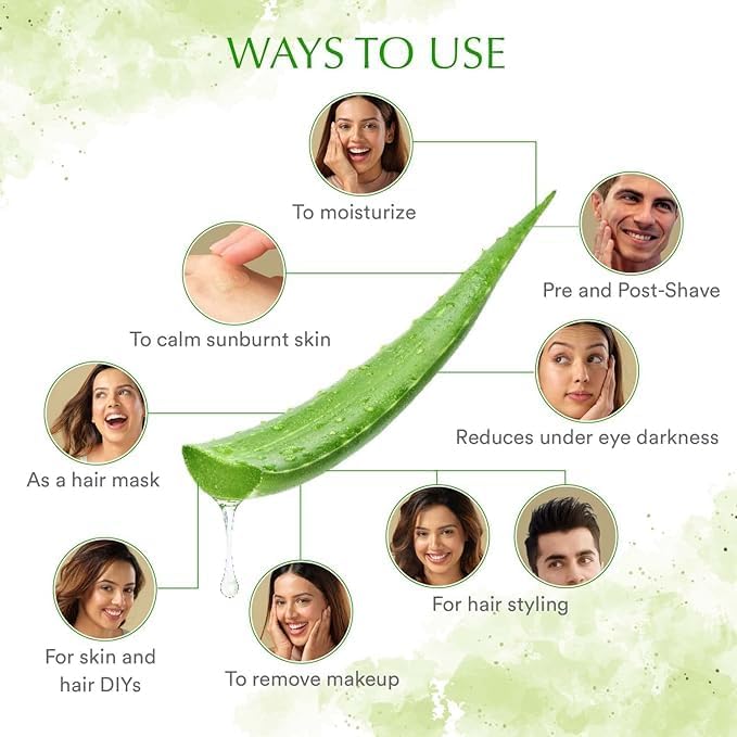 ZOOMIQUE Pure Aloe Vera Skin Gel 250g - Hydrating & Soothing Face & Hair Moisturizer | Natural Multipurpose Gel for Sunburn Relief, Dry Skin Care & Hair Conditioning | Perfect for Daily Skincare Routine & Post-Sun Treatment