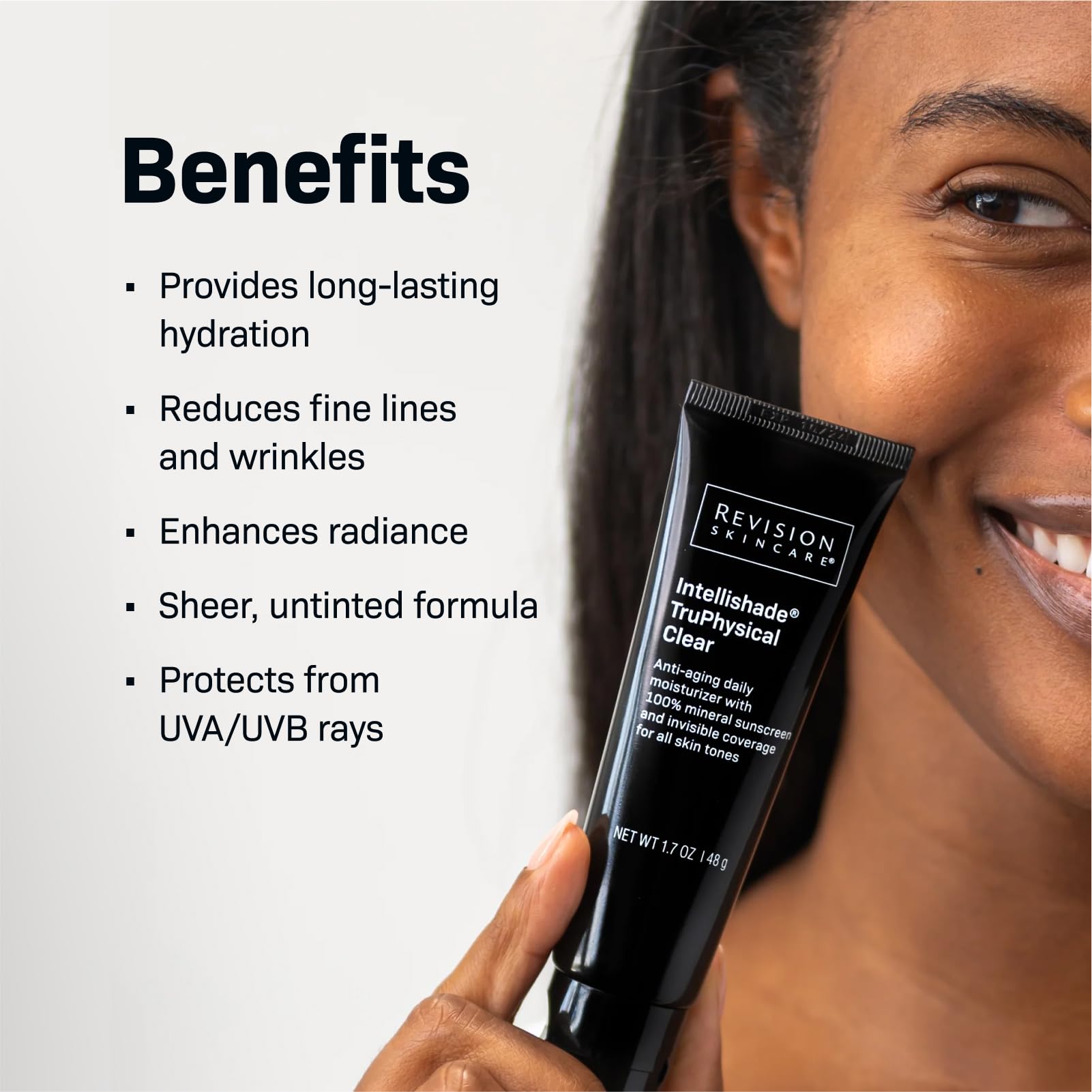 Revision Skincare Intellishade® TruPhysical Clear SPF 50 - Oil-Free Anti-Aging Daily Moisturizer with Peptides & Antioxidants, Untinted 1.7 oz | Perfect for Daily Sun Protection & Hydration