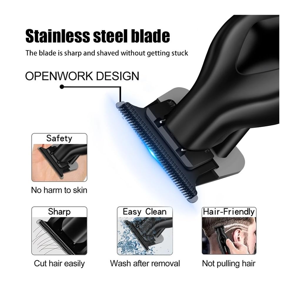 Professional Men's Electric Hair Clipper Set - USB Rechargeable Cordless Clippers with LED Display & T-Blade Zero Gap Technology for Barber & Home Haircut (Ideal for Fades, Buzz Cuts & Beard Trimming)